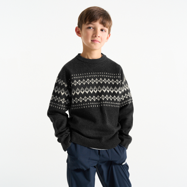 بلوفر بنقوش اسكندنافية أسود للأولاد